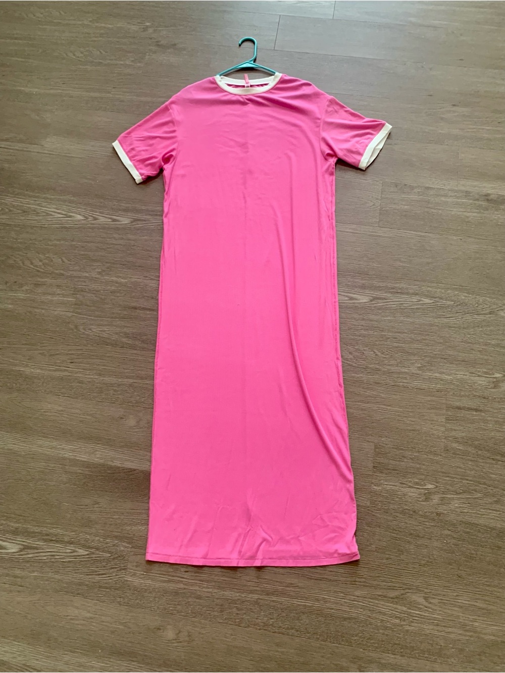 SKIMS Soft Lounge Pink Ringer T-Shirt Maxi Dress